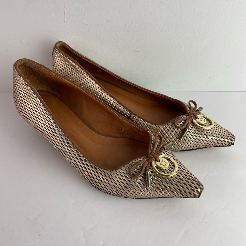✨✨Luz da Lua Vintage Gold Asymmetrical Heel Kitten Heels - ✨✨